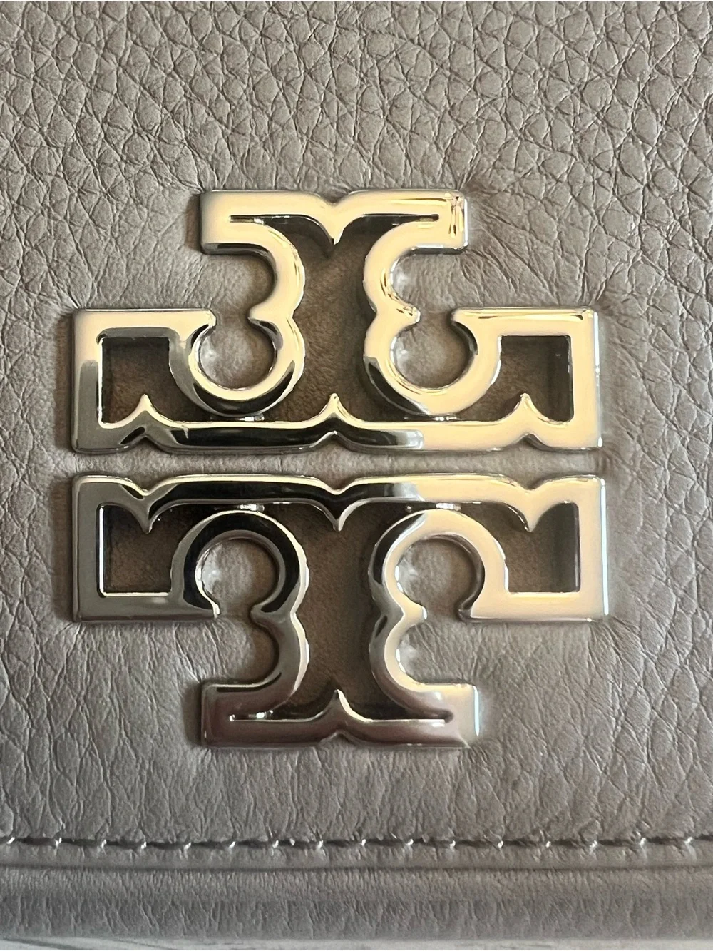 Tory Burch Taupe Leather Logo Continental Wallet